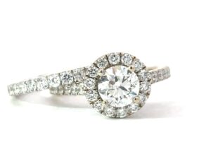 14kt white gold diamond bridal round halo set C tw 1.00ct tw 2.20cts SI, G/H