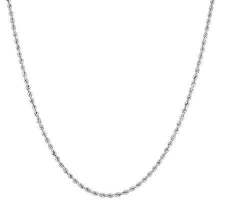 WMR 10kt white gold machine made rope with spring ring 18"