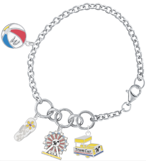 Sterling Silver rhodium plated "The Best of Wildwoods" dangle charm bracelet 7"