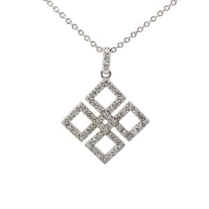 14KT W/G DIAMOND PENDANT WITH 18" LINK CHAIN TW.45 SI3/H