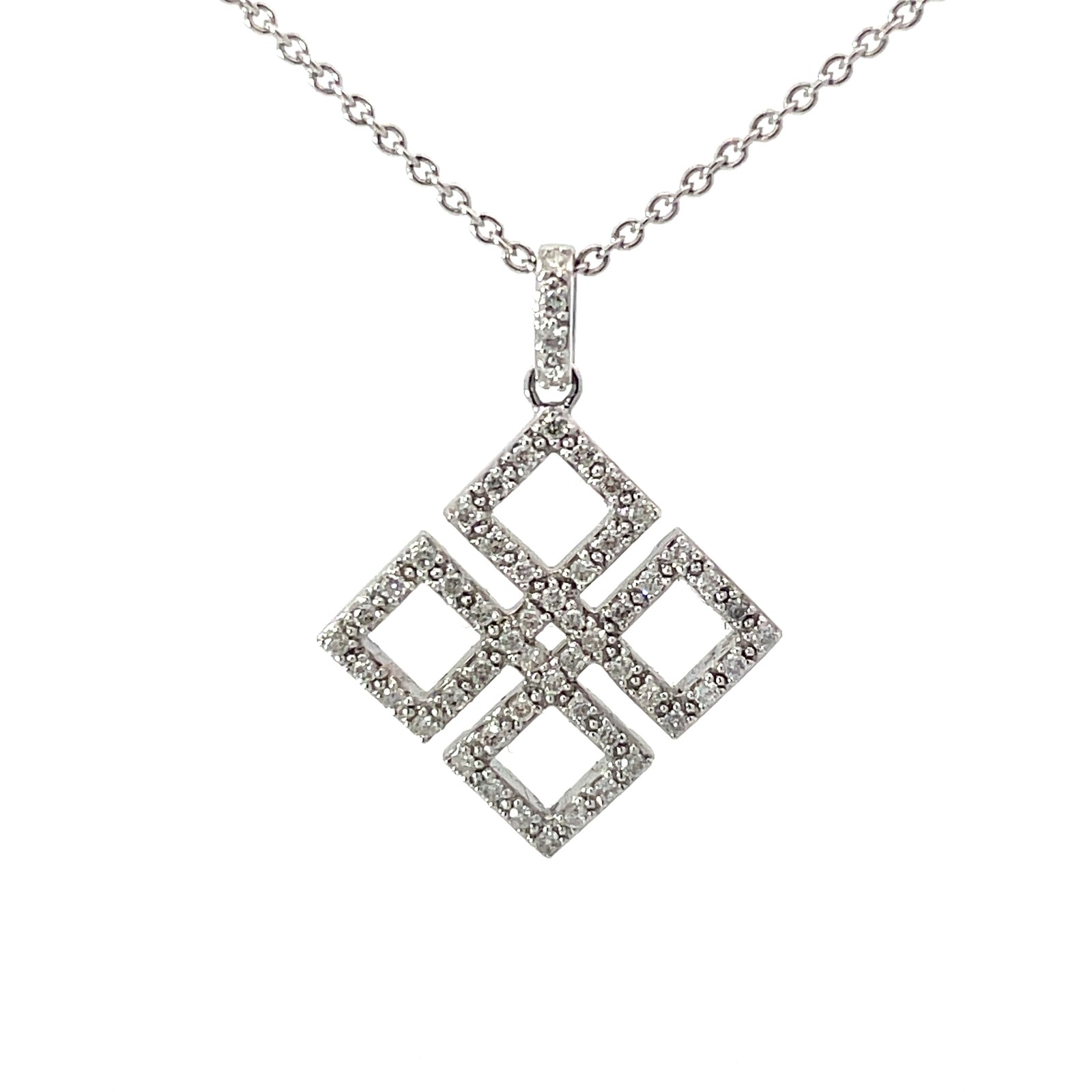 X 14KT W/G DIAMOND PENDANT WITH 18" LINK CHAIN TW.45 SI3/H