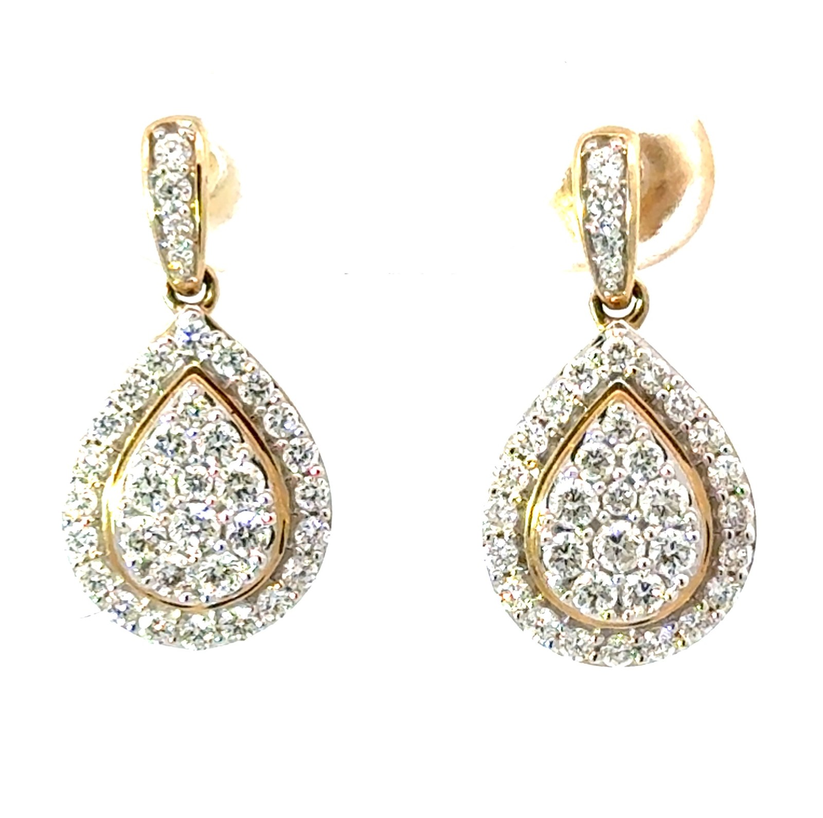 XEA 14kt yellow gold dangle pear shape fashion earrings tw 1.00cts VS2,G