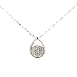 10kt white gold trear drop open cluster pendant D tw 0.16cts SI clarity, near colorless H/I color on 18"