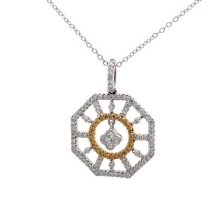 18kt two tone diamond fashion moveable white and yellow diamond pendant D wh 0.81cts Dia Y 0.14cts tw 0.95cts VS2, near colorless G