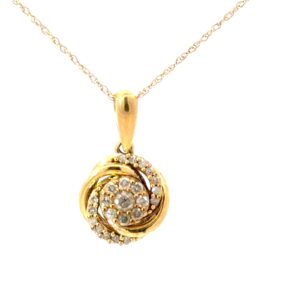 10kt yellow gold diamond circle fashion necklace D tw 1/4cts I1,I 18"