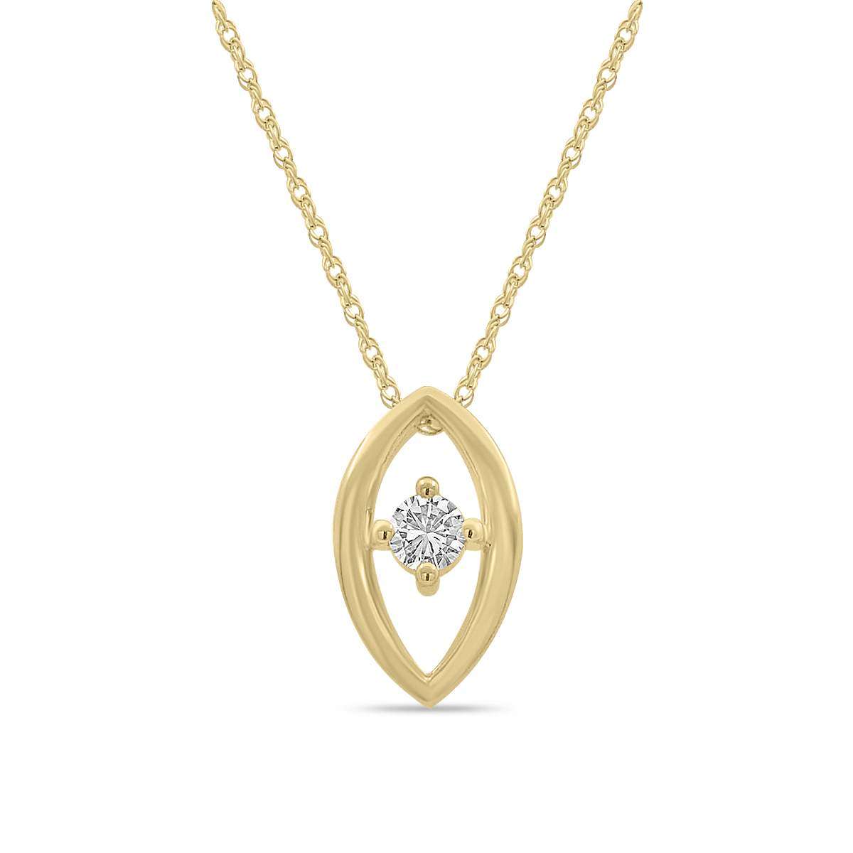 XPM .jpg 10kt yellow gold diamond marquis shape pendant d tw 0.06cts 18" SI, H