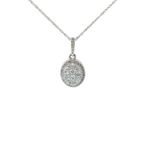 10kt white gold oval diamond halo cluster pendant D tw 0.25cts SI, H/I