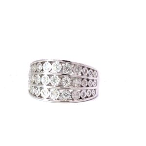 14kt white gold 3 row diamond band with illusion head tw 0.75cts SI, H special inside ring
