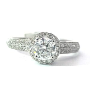 14kt white gold diamond fancy engagement ring tw 0.88cts SI, near colorless H, C tw 1.01 SI2, G/H tw 1.89cts