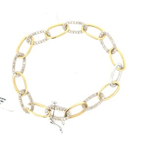 14kt two tone diamond link bracelet D tw 1.50cts SI, near colorless J/K color 7.5"