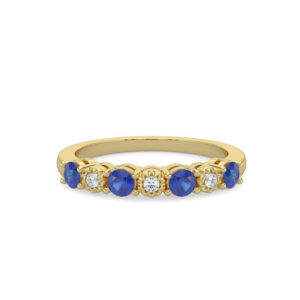 14kt yellow gold diamond and genuine sapphire band D tw 0.04 S tw 0.48cts I1 clarity, near colorless I color