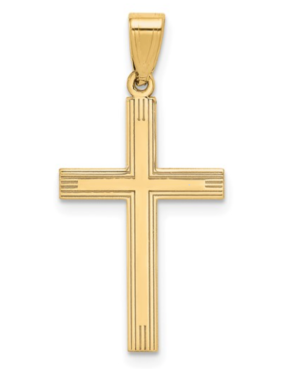14k Polished Laser Etched Cross Charm