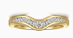 14kt yellow gold diamond channel set contour band tw 1/4cts SI2 clarity, near colorless H color