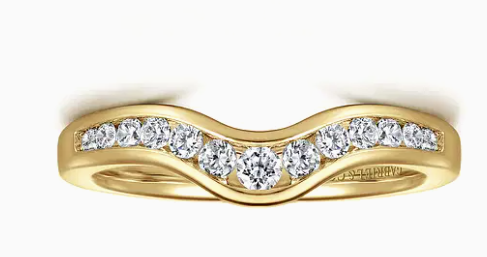 YGRY 14kt yellow gold diamond channel set contour band tw 1/4cts SI2 clarity, near colorless H color