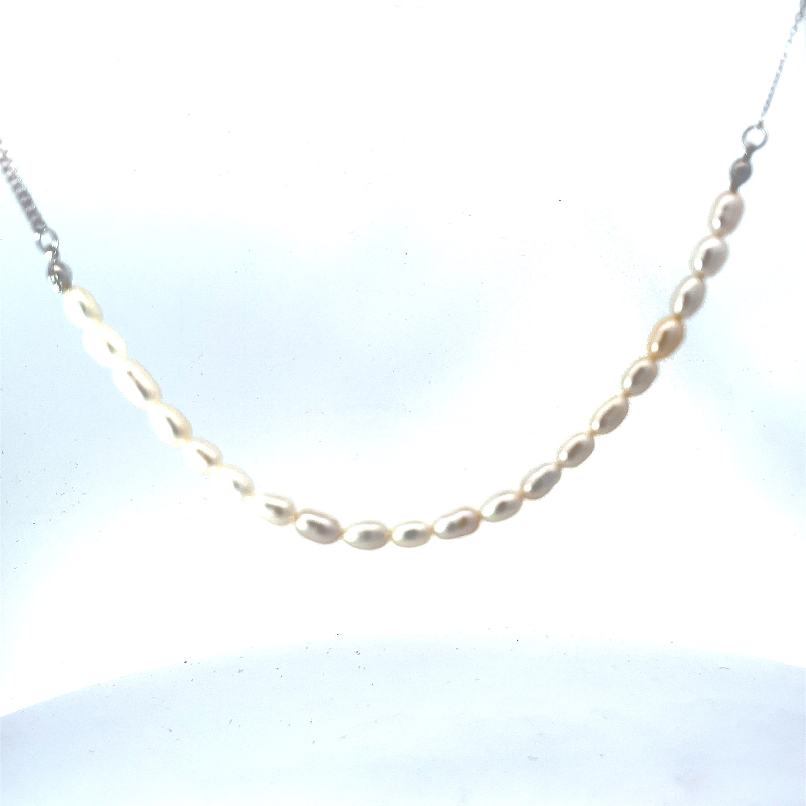 YN .jpg Sterling Silver freshwater and pearl necklace with adjustable chain