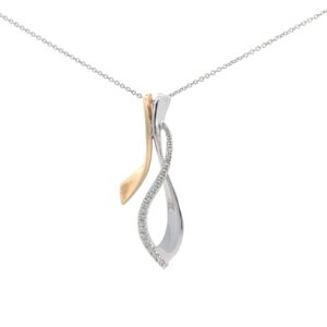14KT 2 TONE 25 RD.DIAMOND PENDANT W/ LINK CHAIN 16" WITH 2" EXT. TW 0.23 VS/ G