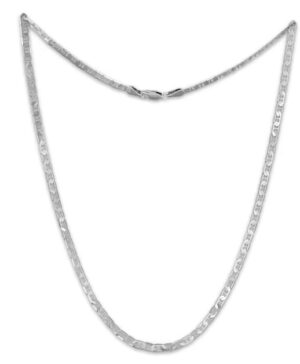 SS FLAT MARINER CHAIN WITH RHODIUM FINISH 18"