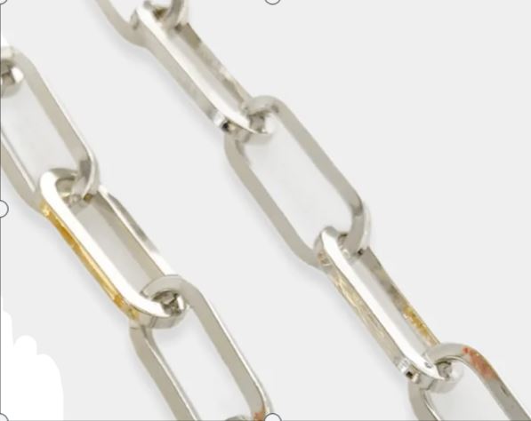 amkrh .jpg Rhodium plated 18" paperclip chain necklace with octagon clip.