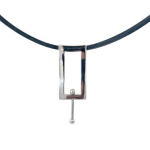 Sterling Silver and black rubber moveable necklace