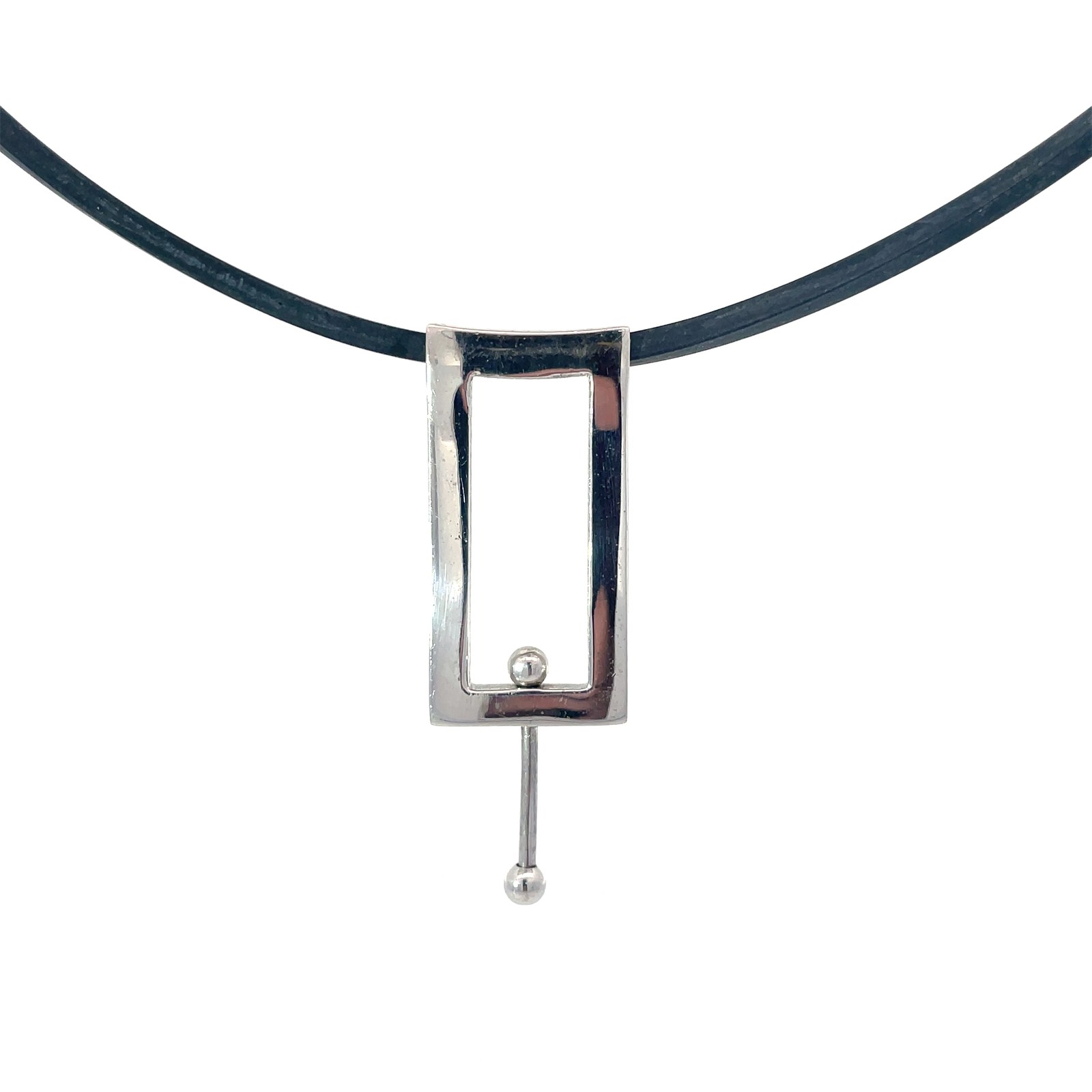 blkrubber Sterling Silver and black rubber moveable necklace