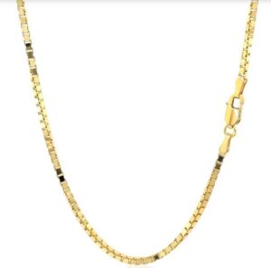 14kt yellow gold 1.6mm box chain with claw catch closure 18"