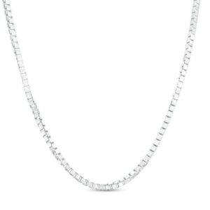 10kt white gold 1.00mm box chain with claw catch rhod plated 20"
