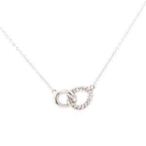 Sterling Silver shiny and cable infinity necklace rhod plated on adjust chain