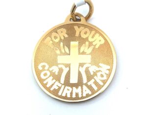 gold filled "for your confirmation" charm with cross disk