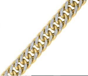 14kt yellow gold diamond cut pave curb chain 20"