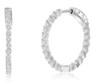 Sterling Silver inside out cubic zirconia 25mm hoop earring