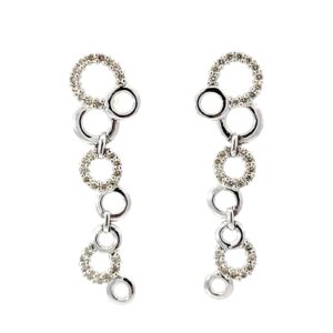 14kt white gold diamond circle dangle fashion earring D tw 1/2cts SI clarity, near colorless I color