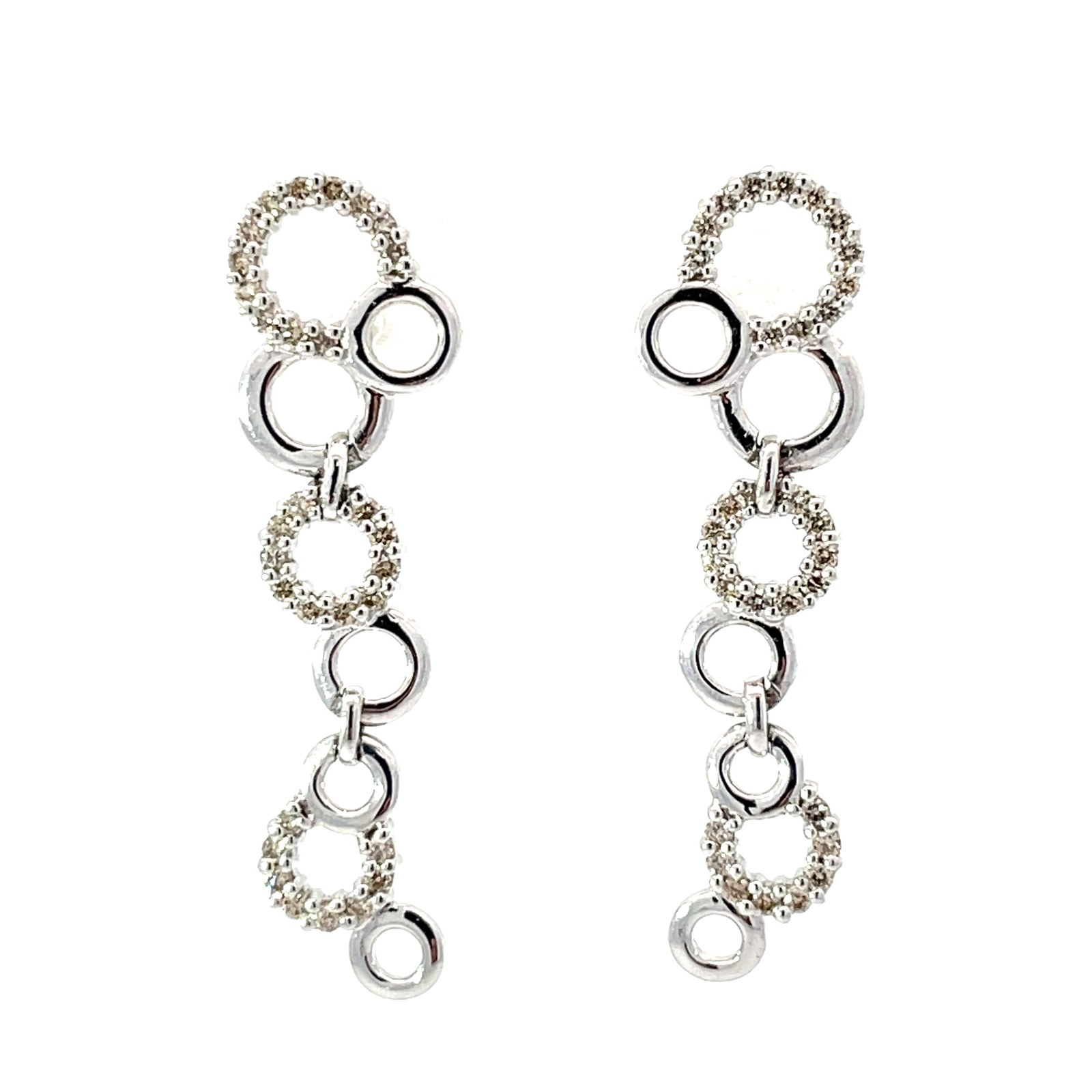 der .jpg 14kt white gold diamond circle dangle fashion earring D tw 1/2cts SI clarity, near colorless I color