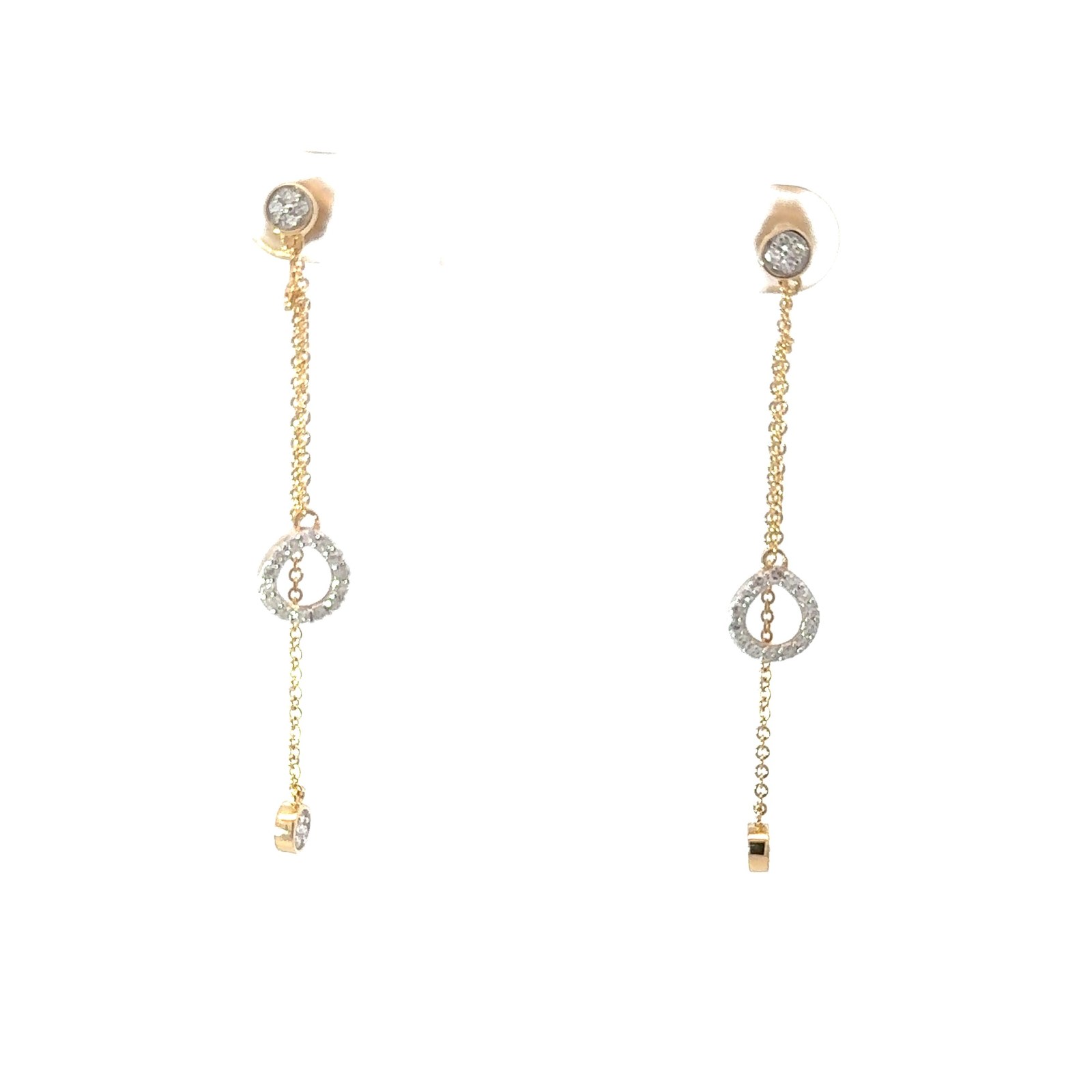 der .jpg 10kt yellow gold diamond stud dangle earring jackets D tw 0.25cts SI2 clarity, near colorless I color