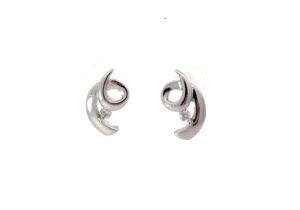 14KT W/G DIAMOND SWIRL EARRINGS .10 PTS TW