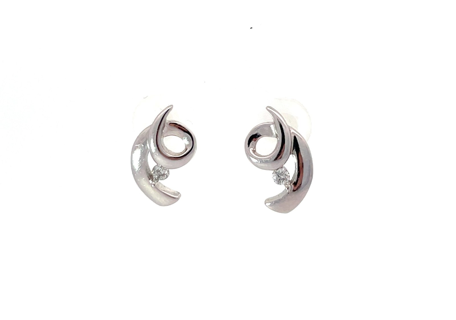 diaswirlear 14KT W/G DIAMOND SWIRL EARRINGS .10 PTS TW