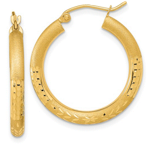 dicuhoo 14KT Y/G DIAMOND CUT HOOP