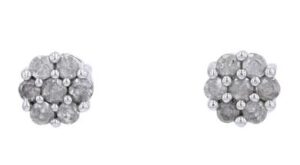 10kt white gold diamond cluster stud earrings tw 0.10cts SI clarity, near colorless H/I color