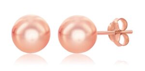 Sterling Silver rose plated 8mm ball earrings