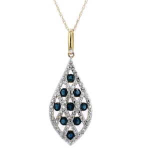 14kt yellow gold sapphire and diamond fashion pendant D tw 0.12cts SI1, H/I color on 18" chain