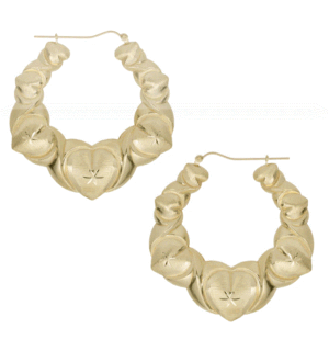 10kt yellow gold large heart hoop earrings