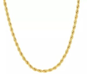 10kt yellow gold HOLLOW diamond cut rope chain 18"