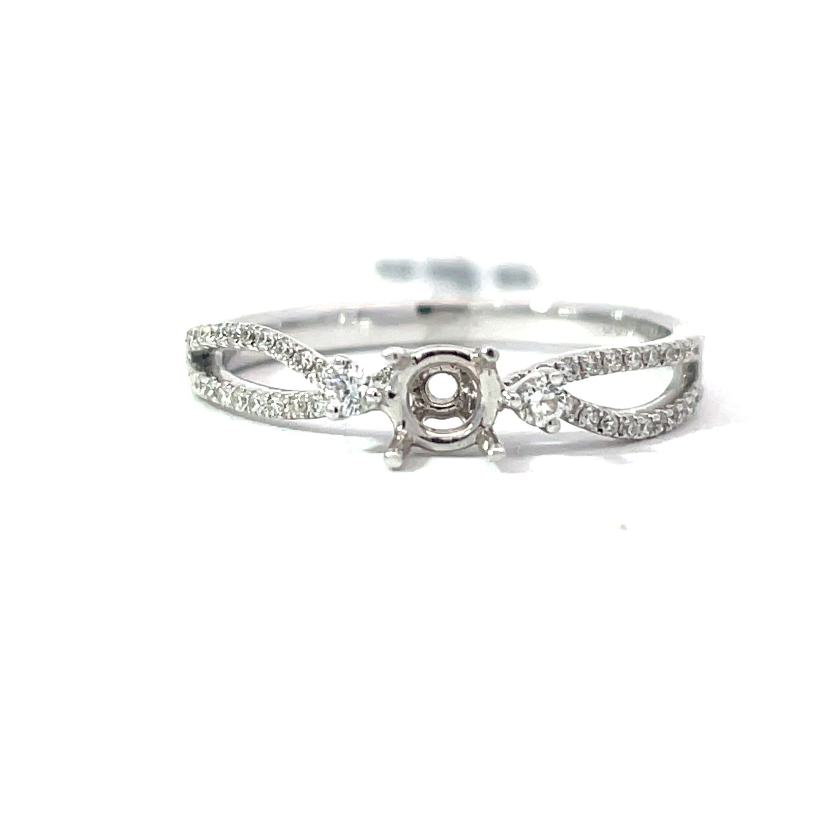 i 14kt white gold diamond split shank semi mount tw 0.17cts SI, H color