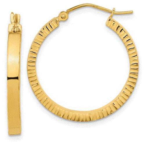 largecutyellow 14KT Y/G DIAMOND CUT LARGE HOOP
