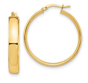 10kt yellow gold shiny thick medium hoop earring