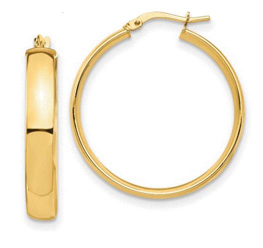medshinythick 10kt yellow gold shiny thick medium hoop earring
