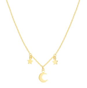 14kt yellow gold dangle I Love You to the moon and back neckalace