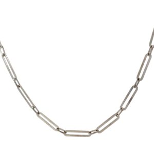 Sterling Silver shiny Paperclip chain with claw catch closure and adjustable links 20"
