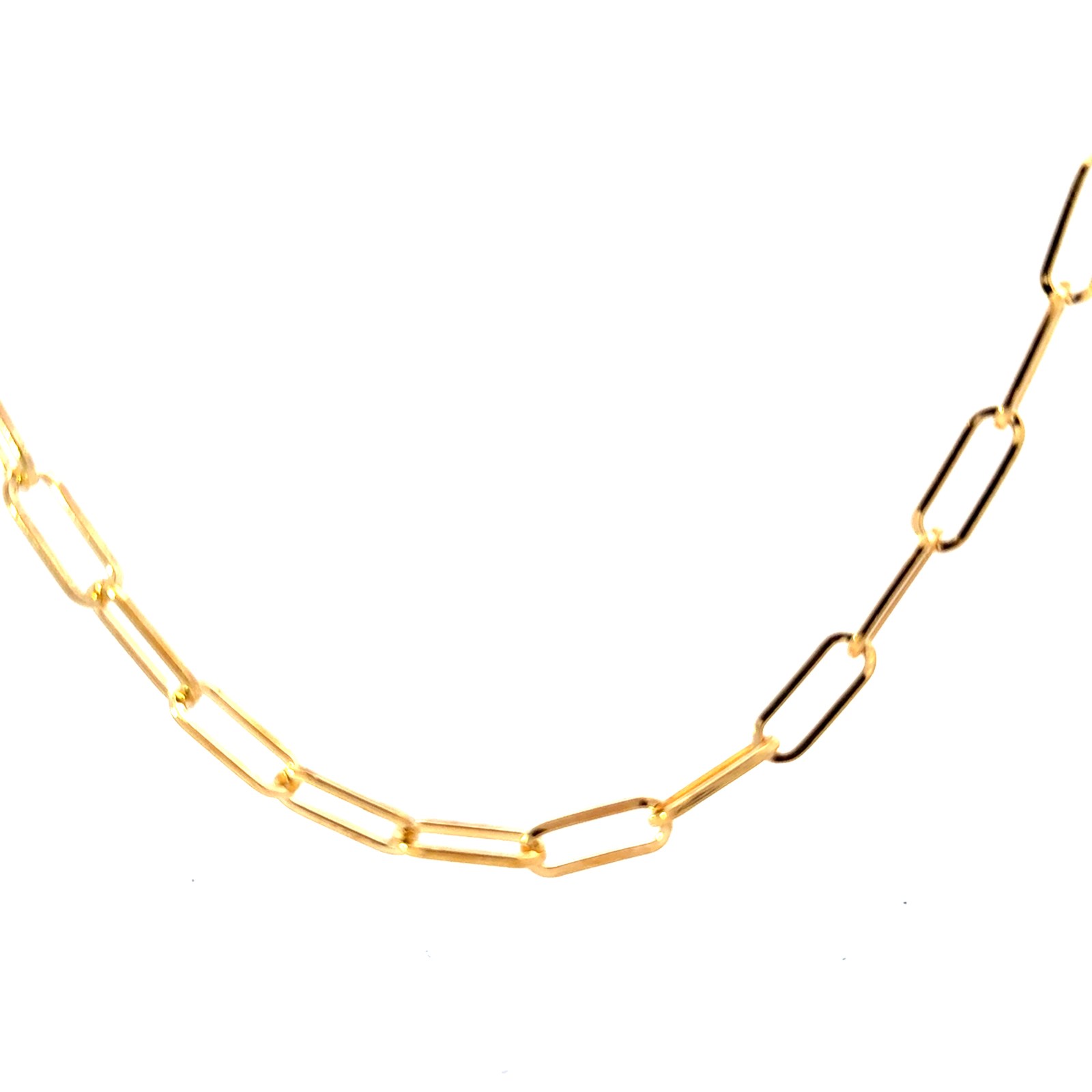 pcfv .jpg Sterling Silver gold plated diamond cut 5mm paperclip necklace 16" with claw catch