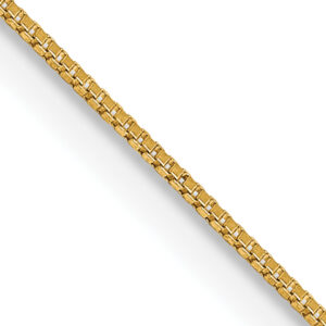14kt yellow gold 0.5mm box chain with claw catch closure 18"