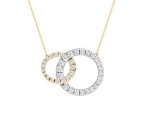 14kt lab grown diamond interlocking circle pendant tw 1.00cts VS clarity, cololress (no cert)